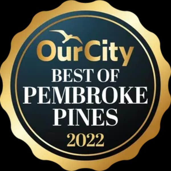Gold and black OurCity Best of Pembroke Pines 2022 award badge.